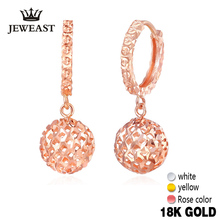 18k Gold Drop Earrings Women Ball Hollow Design Rose Fine Jewelry Classic Female Cute Dangle hot Earring Party Girl Gift New 2024 - buy cheap