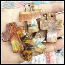 3pcs stone cross pendants nice picaso stone size 15x30mm top fashion for men necklace making 2024 - buy cheap