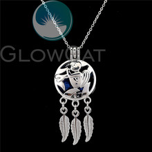 K824 Angel Baby Dream Catcher Beads Cage Essential Oil Diffuser Aroma Stone Pearl Cage Locket Necklace Girl Friend Gift 2024 - buy cheap