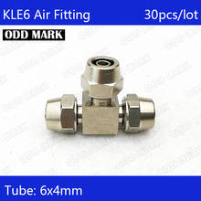 Free shipping 30PCS/LOT Pneumatic Fittings 6mm to 6mm to 6mm Hose Pipe Quick Joint Coupling Connectors Nickel Plated Brass  KLE6 2024 - buy cheap