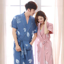 Couple robes summer thin knited cotton lovers bath robe plus size 3XL bathrobe male and female spas nightgown home clothing 2024 - buy cheap