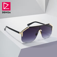 DENISA Blue Oversized Rimless Sun Glasses Men New 2019 One Piece Lens Shield Sunglasses Ladies UV400 gafas de sol mujer G22071 2024 - buy cheap