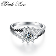 BLACK AWN 2020 New Fashion Femme 100% Genuine 925 Sterling Silver Jewelry Black&White Stone Engagement Rings for Women C220 2024 - buy cheap