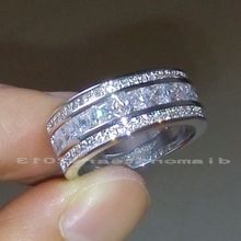 Anel de joias da moda 10k com preenchimento de ouro branco 5a zircônia cúbica simuladas de pedras, para casamento e noivado, para mulheres 2024 - compre barato