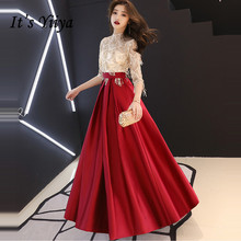 It's YiiYa Evening Dress Fashion Champagne Wine Red Patchwork Color Formal Gown Illusion Tassel Zipper Long Party Dresses E096 2024 - buy cheap