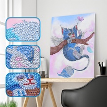 Pintura especial em forma de diamante gato, combinação de árvore, padrão moderno, faça você mesmo, parte 5d, ponto cruz, arte de cristal, decoração de casa 2024 - compre barato