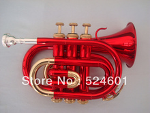 Beautiful Red Gold Bb Pocket Trumpet Professional Brass Instruments For Students Trumpet With Mouthpiece Free Shipping 2024 - buy cheap