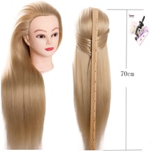 Training Mannequin Head With Hair 70cm Synthetic Fiber Cosmetology Hairdressing training head Dolls Manikin Heads Hairstyles 2024 - buy cheap