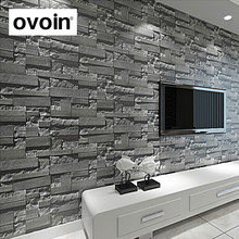 Slate Stone Brick Effect Washable Vinyl PVC Wall Paper Living room Background Wallcovering Wallpaper Black,Grey 2024 - buy cheap