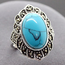 shipping> >>> Fashion Natural Tibetan stone 925 Sterling Silver Ring Jewelry Size 8 9 10 2024 - buy cheap