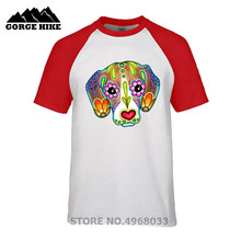 Camiseta de manga corta para hombre, camisa con estampado de Beagle, Día de los muertos, calavera de azúcar, perro, amemairs, Pit Bull sonriente, color blanco 2024 - compra barato