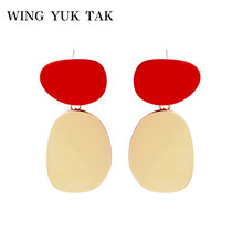 wing yuk tak 2019 Trendy Shiny Gold Color Pendant Earrings Classic Design Irregular Geometric Drop Earrings For Women 2024 - buy cheap