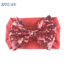 1pcs/lot Skin-friendly Headband Wide Nylon Elastic Headband with 4.5'' Messy Glitter Sequin Bow Kids Photo Props HB077 2024 - buy cheap