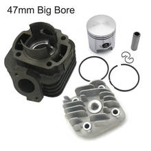 70cc 2 Stroke 47mm Big Bore Cylinder and Head with 10mm piston wrist pin  for  JOG 50cc 1PE40QMB Minarelli Zuma Scooter 2024 - buy cheap