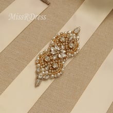 MissRDress Pearls Wedding Belt Gold Crystal Bridal Sash Rhinestones Stain Hand Beaded Bridal Belt For Wedding Dresses JK932 2024 - buy cheap