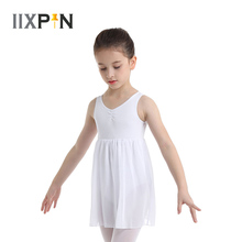 Iixin-vestido de balé feminino infantil, sem mangas, chiffon, roupa de balé, dança, ginástica, vestido com malha, vestido de menina 2024 - compre barato