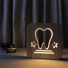 Зубной 3D светодиодный настольный светильник, украшение для резьбы по дереву, ночник для детской комнаты в качестве ночного освещения или украшения в подарок, Прямая поставка 2024 - купить недорого