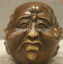 free shipping  Chinese Folk Culture Handmade Brass Bronze Statue Maitreya Buddha Head Sculpture 2024 - buy cheap