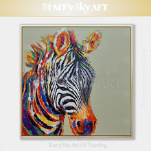 Hot Selling Hand-painted High Quality Abstract Modern Animal Zebra Oil Painting on Canvas Funny Zebra Oil Painting for Wall Art 2024 - buy cheap