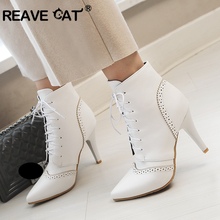 REAVE GATO do Inverno Ankle Boots para Mulheres Pointd toe Pu Sapatos mulheres de Alta qualidade tamanho Grande botas de Senhora Botas mujer sapatos A1201 2024 - compre barato