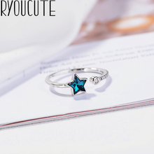 Punk vintage cristal estrela anéis para mulher prata cor jóias meninas tamanho ajustável anéis de dedo aberto 2024 - compre barato