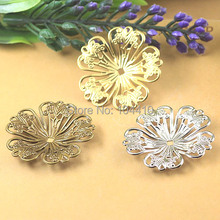 Conectores de dijes de flor de filigrana Vintage de 32mm, enlaces en blanco Bu Yao, palitos para el cabello, accesorios de joyería DIY, accesorios multicolores 2024 - compra barato