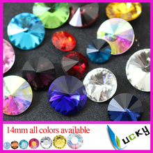 Top quality 100pcs 14mm Super shiny Crystal Rivolis Round shape  Fancy stones point back rhinestones jewelry strass beads 2024 - buy cheap