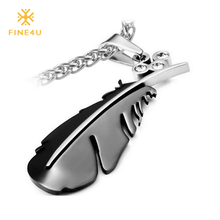 2018 FINE4U N041 Feather Pendant Necklace For Men Women 316L Stainless Steel Chain Necklaces Crucifix Charm Jewelry 2024 - buy cheap