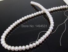Joyería de perlas blancas cultivadas en agua dulce, cuentas sueltas de gemas de 5x7mm, una hebra, envío gratis 2024 - compra barato