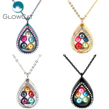 Waterdrop Magnetic Living Memory 8mm Beads Locket Pearl Cage Floating Pendant With Rhinestone Necklace 2024 - buy cheap