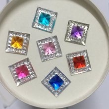 DIY 80PCS 10mm Resin square shape Flatback Rhinestone Wedding decoration craft D53 2024 - buy cheap