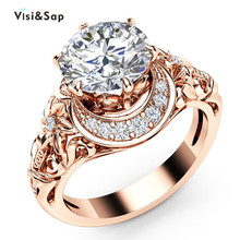 Anillo de circón con diseño hueco para mujer, sortija de zirconia con diseño de flores, Color rosa dorado, estilo árabe, accesorios de moda de Dubái, gran oferta, B2163 2024 - compra barato