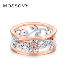 Mossovy Engagement Ring Rose Gold Ring Flower Zircon Fashion Jewelry Wedding Rings for Women Wave Ring Bague Femme Anillos Mujer 2024 - buy cheap
