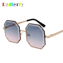 Женские квадратные солнцезащитные очки Ralferty, большие винтажные многоугольные солнцезащитные очки без оправы с желтыми градиентными линзами, J9182 2024 - купить недорого