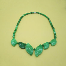 KYSZDL-collar con forma de hoja de piedra yu verde para mujer, collar de estilo corto a la moda, de piedras de joyería 2024 - compra barato
