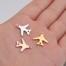 20 peças 14.5*15mm aço/cor dourada de aço inoxidável avião pequeno forma de amuleto conector para colar faça você mesmo jóias artesanais fazendo 2024 - compre barato