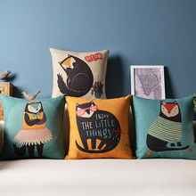 Funda de almohada con diseño de zorro para el hogar, cobertor de almohada con diseño de dibujos animados, ideal para sofá, decoración para el hogar 2024 - compra barato