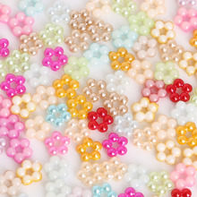 100pcs 7-9mm Flower Shape Resin Flatback Imitation Pearls Garment Beads For DIY Scrapbook Decoration Craft Making 2024 - buy cheap