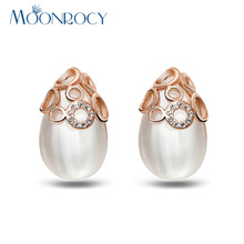 MOONROCY Free Shipping Cubic Zirconia Fashion Jewelry Wholesale Waterdrop Rose Gold Color Opal Crystal Earrings for Women Gift 2024 - buy cheap
