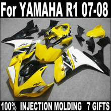 Carenados de moldeo por inyección, piezas de carrocería para Yamaha YZFR1 2007 2008, amarillo, negro y blanco, kit de carenado YZFR1 07 08 BC59 2024 - compra barato