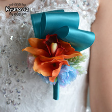 Kyunovia, corpiño de baile de boda, broche de flores artificiales para novio, dama de honor, padrinos, flores, Boutonniere y Flor de muñeca FE17 2024 - compra barato