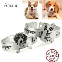 Amxiu Personalized Family Picture Ring 925 Sterling Silver Open Ring Custom Pet Cat Dog Photo Rings For Men Women Souvenirs Gift 2024 - buy cheap