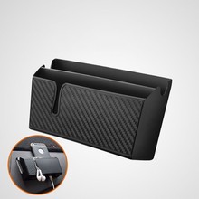 Carbon Fibre Car Mobile Phone Holder Storage Box Organizer Auto Hanging Trunk Storage Container key handphone stowing tidying 2024 - buy cheap