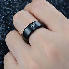 JUCHAO модные черные кольца из нержавеющей стали мужское кольцо Супермена 2020 2024 - купить недорого
