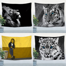 Tapeçaria vintage para decoração de parede, decoração de parede, tapeçaria, leão, tigre, animal, cartaz, bandeira, café, restaurante, quarto, casa 2024 - compre barato