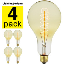 4 unids/pack Edison bombilla Vintage bombilla de luz incandescente de 40 vatios 220/240 V E27 pera luz decorativa bombilla A110 espiral blanco cálido 2024 - compra barato