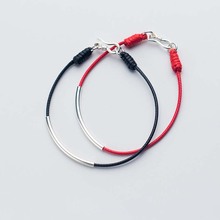 AIFENAO-pulsera de hilo rojo de la suerte para hombre y mujer, brazalete de cuerda negra a mano, regalo para Plata de Ley 925 auténtica, joyería 2024 - compra barato