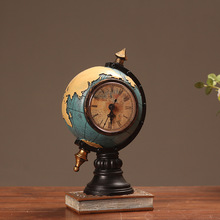 Globo Vintage de resina con reloj, adornos Retro, figuritas, decoración para el hogar y la Oficina, artesanías, regalo 2024 - compra barato