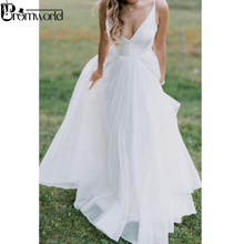 Simple Boho Beach Wedding Dress Organza V-neckline V-Neck Spaghetti Straps Backless A-Line Wedding Gown vestidos de novia 2021 2024 - buy cheap