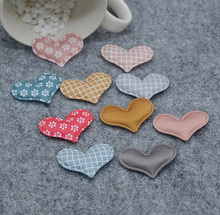 3.8*3cm  60pcs/lot   3 style Brocade  heart   diy Padded Applique For Children cloth  Headdress Accessories free shipping 2024 - buy cheap